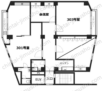 御苑ハイム3Fの間取図